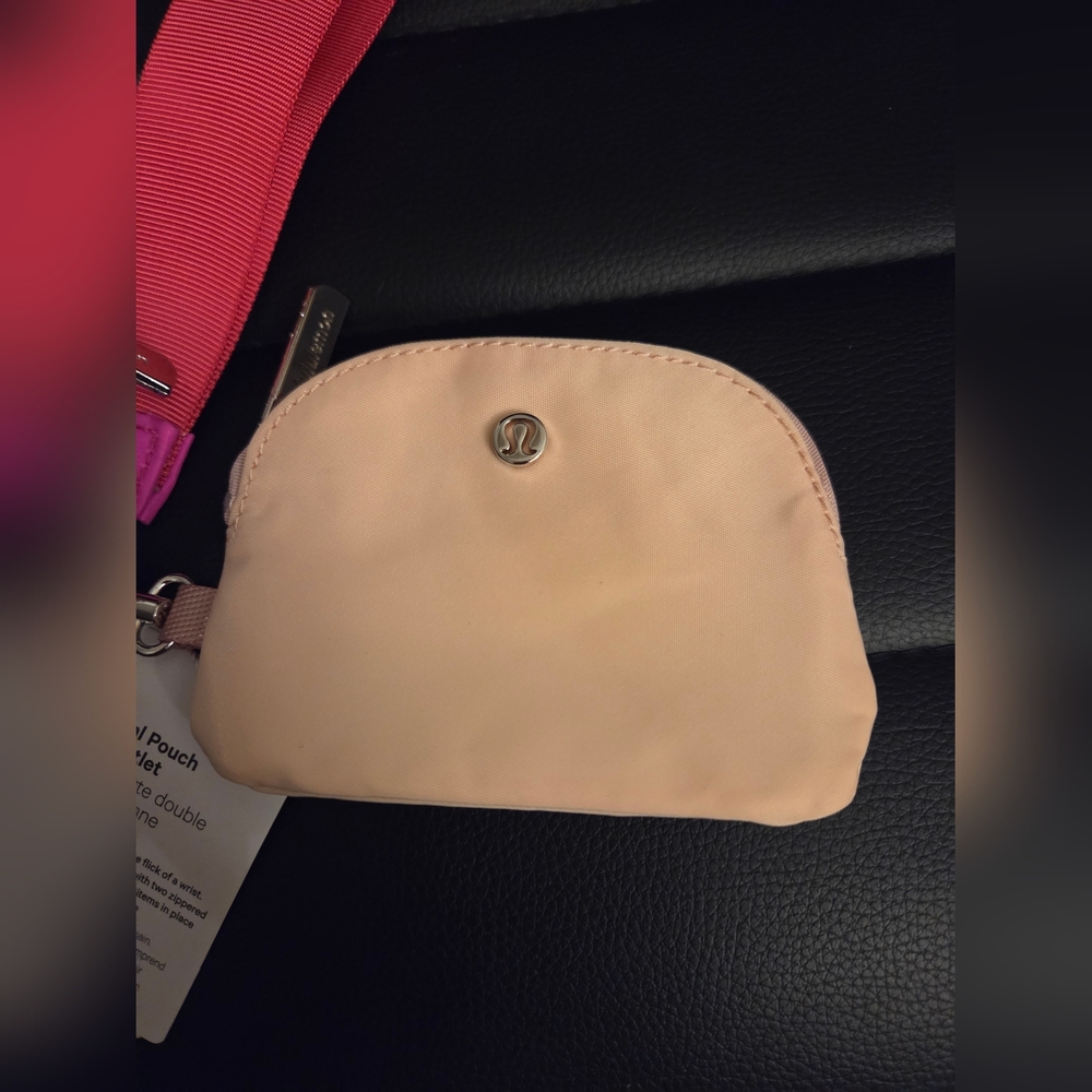 New!!! Lululemon Athletica Pink and Tan Dual Pouch Wristlet - Picture 3 of 6